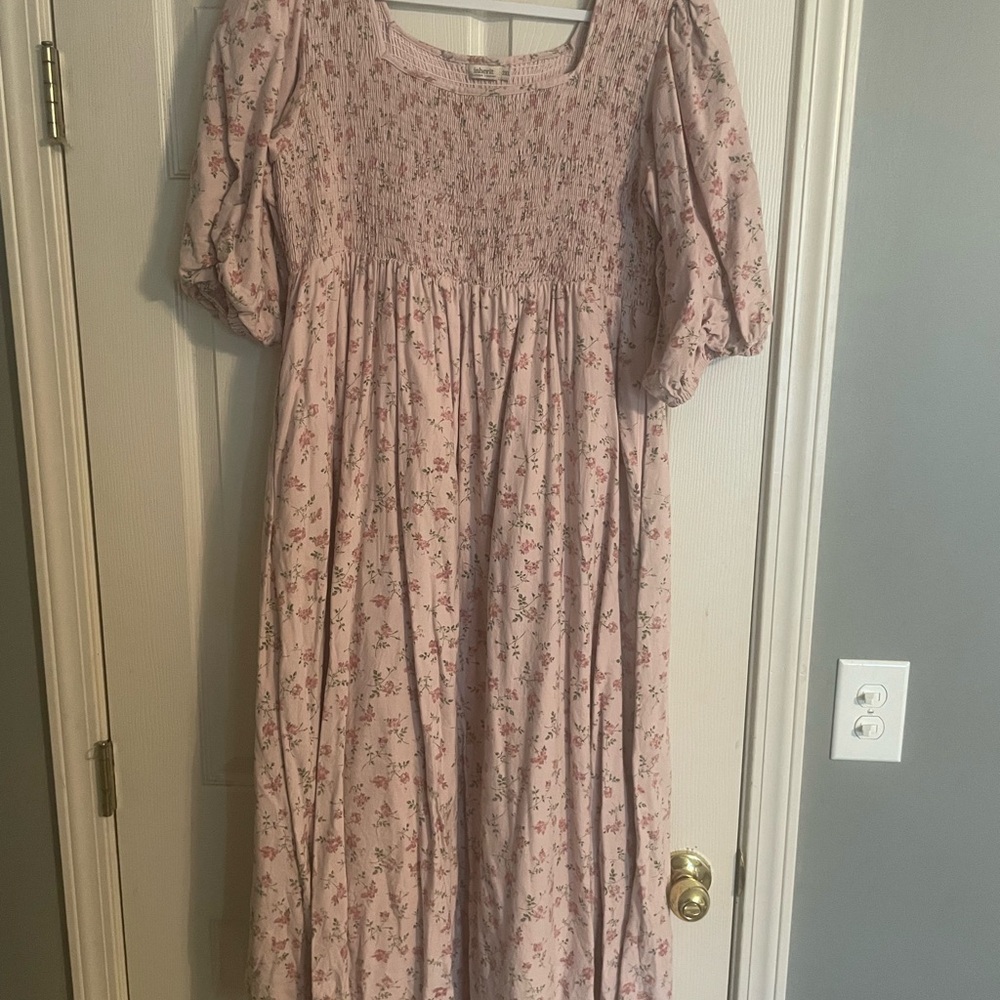 Floral Pink Smocked Dress